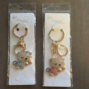 Gold Crystal Cat Key Chain/Bag Charm